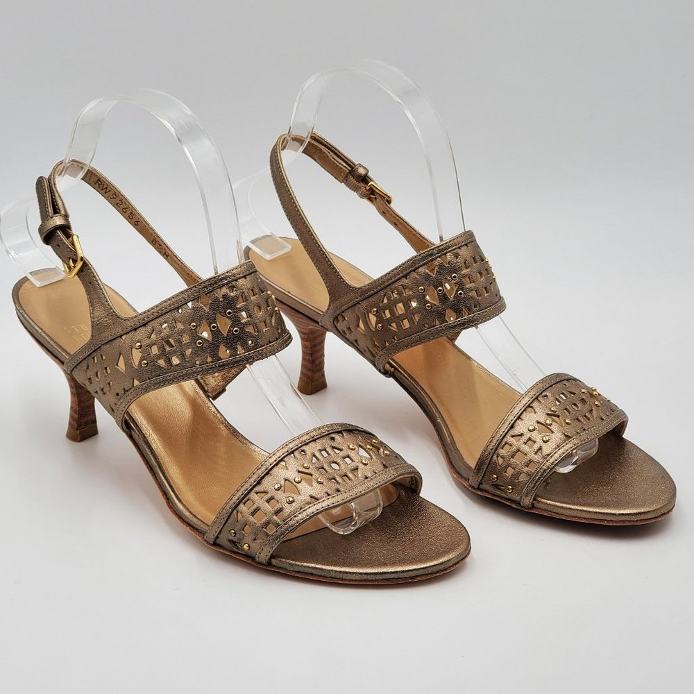 Stuart Weitzman Metallic Leather Kitten Heels - Picture 2 of 16